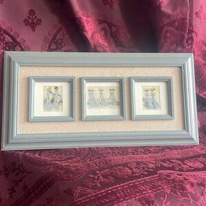 Flower Chain Pastel Blue & Yellow Vintage 1900's Magazine Art Watercolor Print